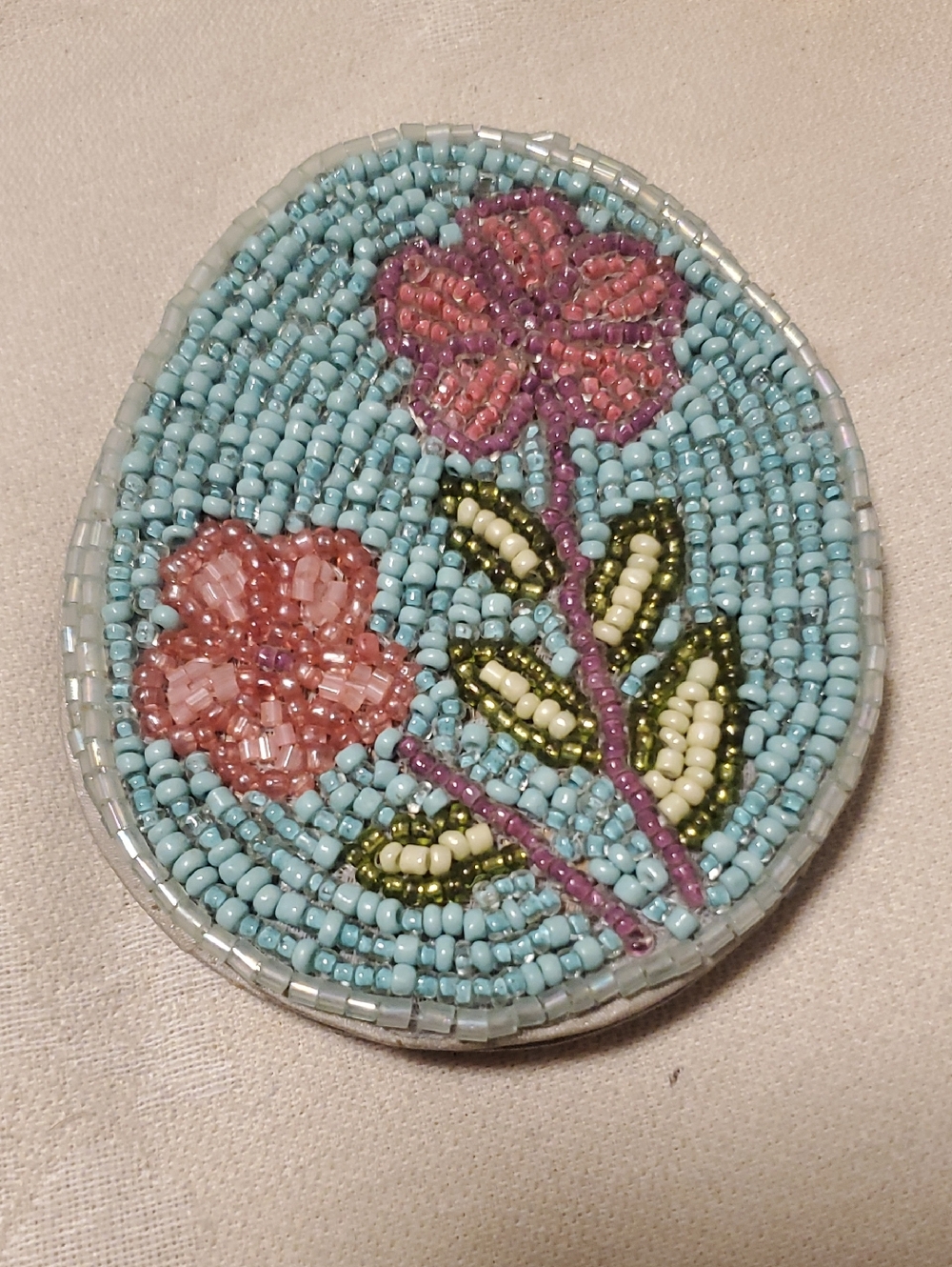 3 Hand-Beaded Floral Coaster